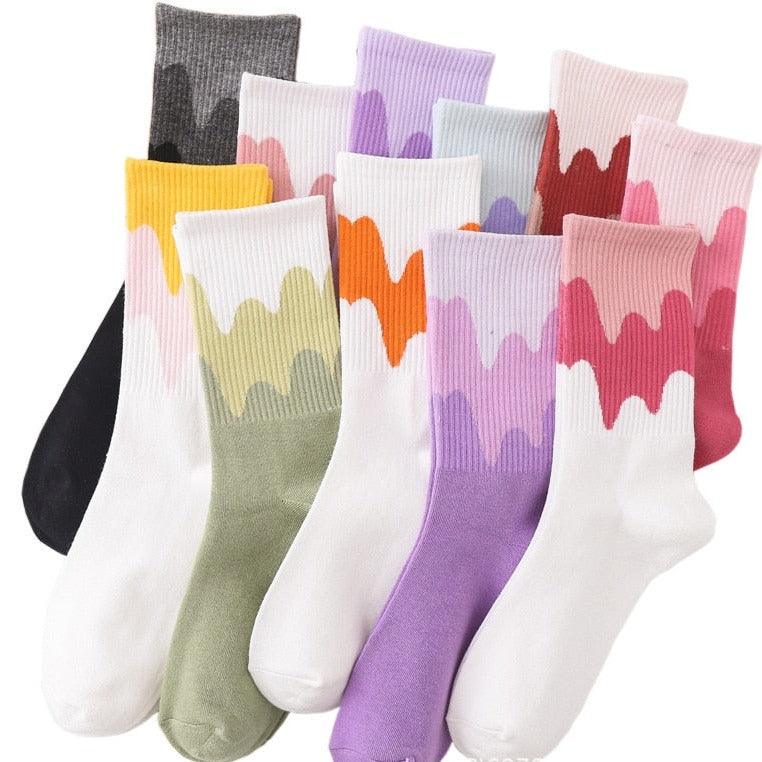 Ice Cream Color Matching Mid-tube warm Socks, view 2