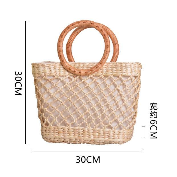 Elegant woven straw beach bags, view 3