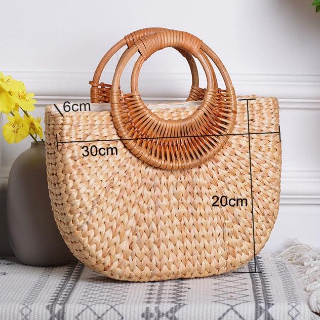 Elegant woven straw beach bags, view 7