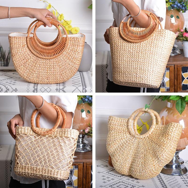 Elegant woven straw beach bags, view 8