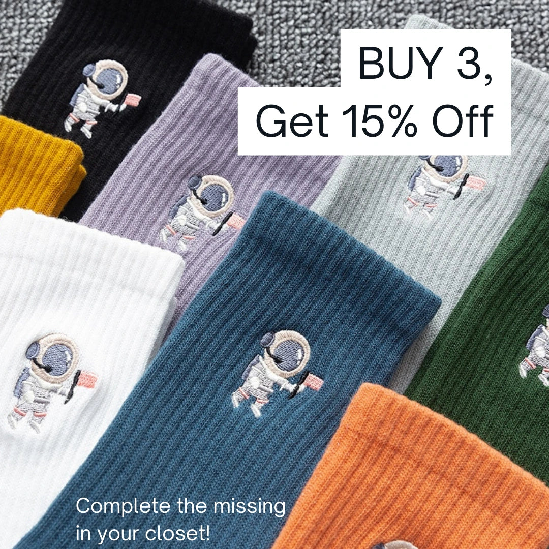 Winter Embroidered Astronaut Medium Tube Socks by Try Modest