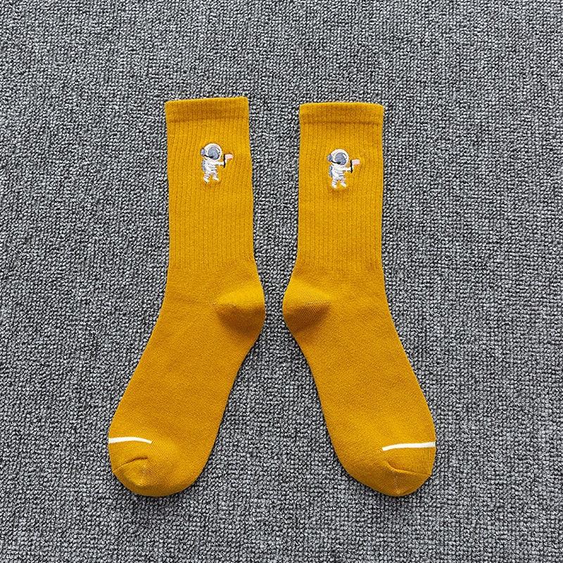 Winter Embroidered Astronaut Medium Tube Socks, view 3