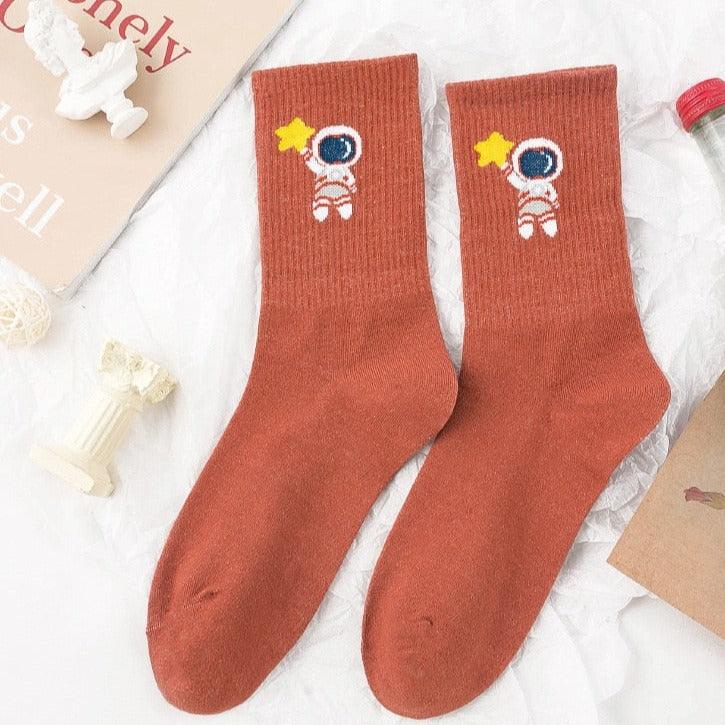 Winter Embroidered Astronaut Medium Tube Socks, view 5