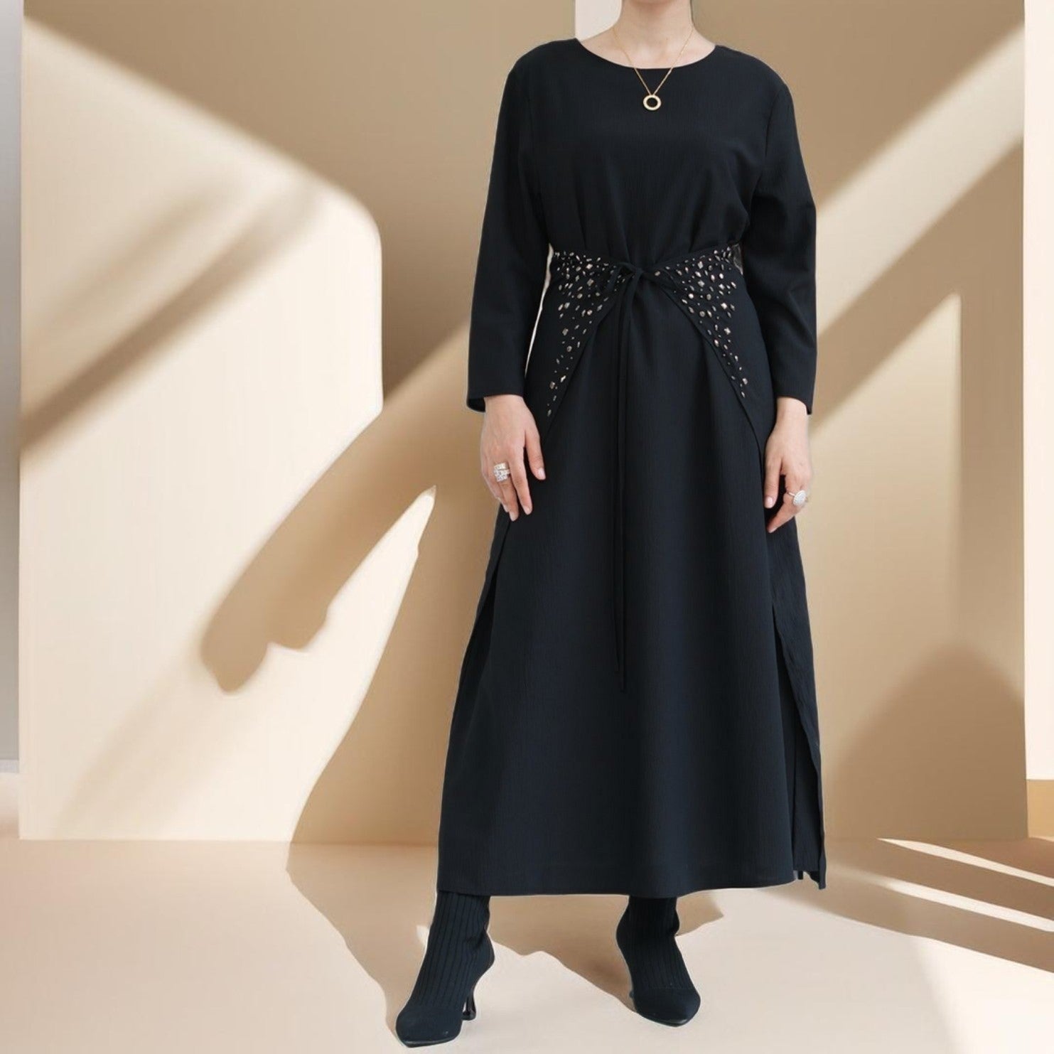 Three piece beaded evening abaya, view 7