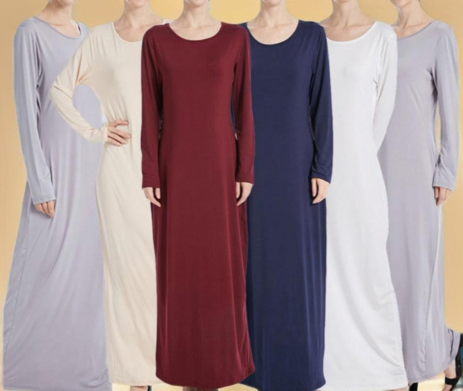 Stretchable full sleeve under abaya inner slip dress, view 3