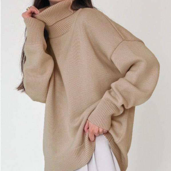 Solid Color Turtleneck  Loose Pullover Women's Sweater, view 2