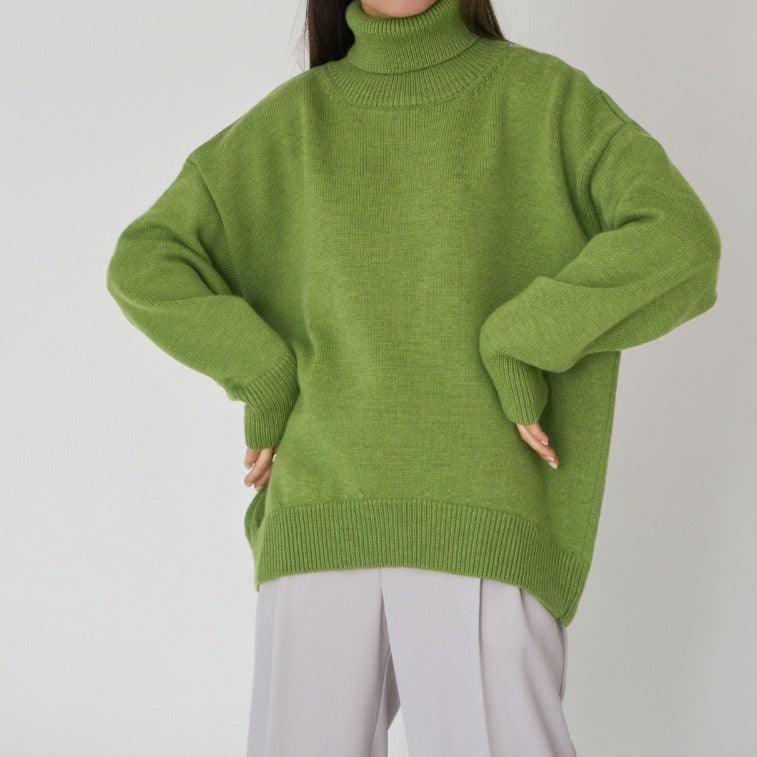 Solid Color Turtleneck  Loose Pullover Women's Sweater, view 3
