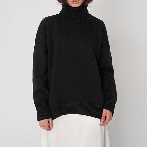 Solid Color Turtleneck  Loose Pullover Women's Sweater, view 4