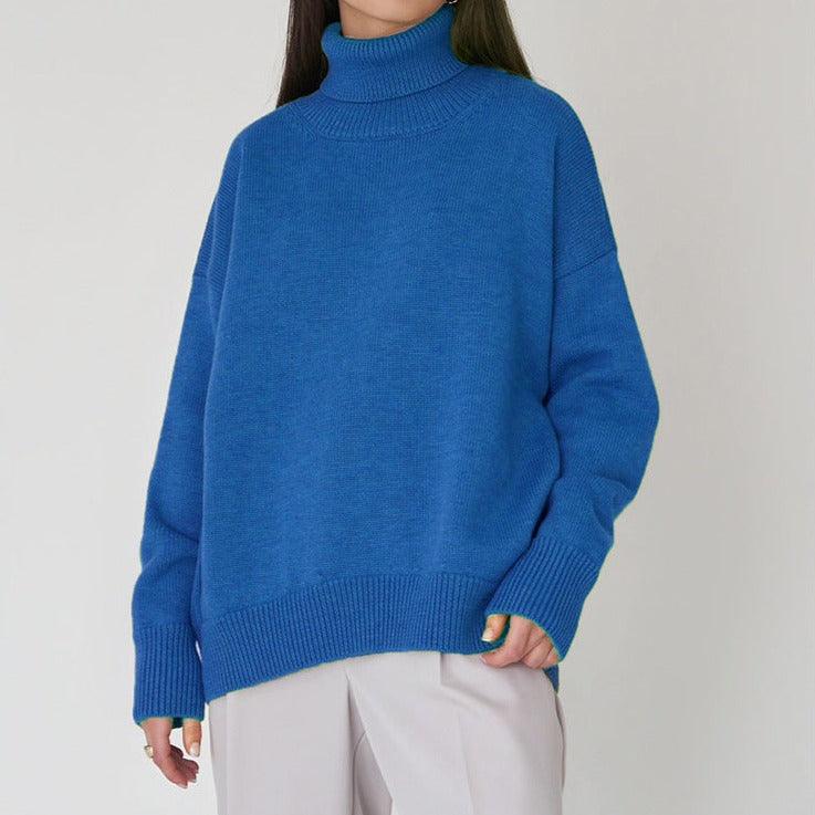 Solid Color Turtleneck  Loose Pullover Women's Sweater, view 5