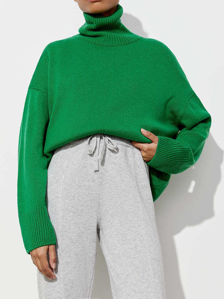 Solid Color Turtleneck  Loose Pullover Women's Sweater, view 7