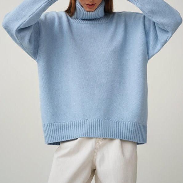 Solid Color Turtleneck  Loose Pullover Women's Sweater, view 8