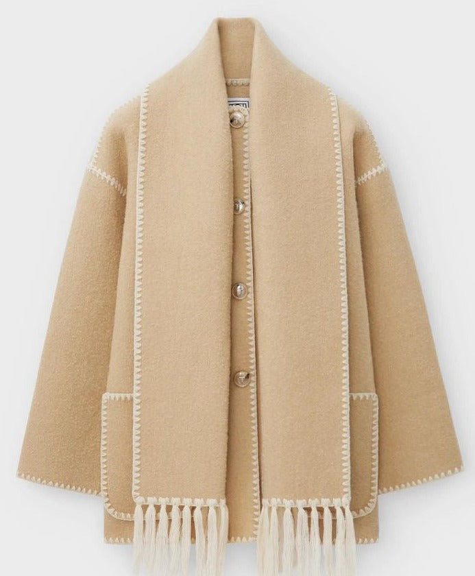 Autumn/Winter New Fashion Woollen Jacket with Scarf Tassels, view 6