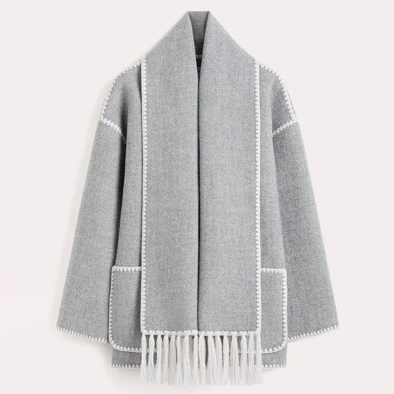 Autumn/Winter New Fashion Woollen Jacket with Scarf Tassels, view 7