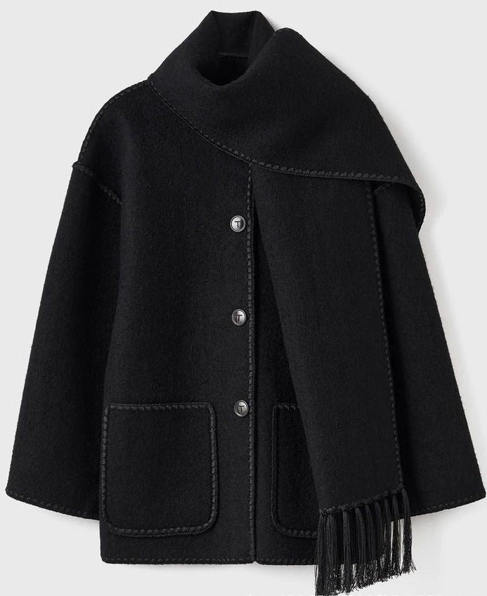 Autumn/Winter New Fashion Woollen Jacket with Scarf Tassels, view 8