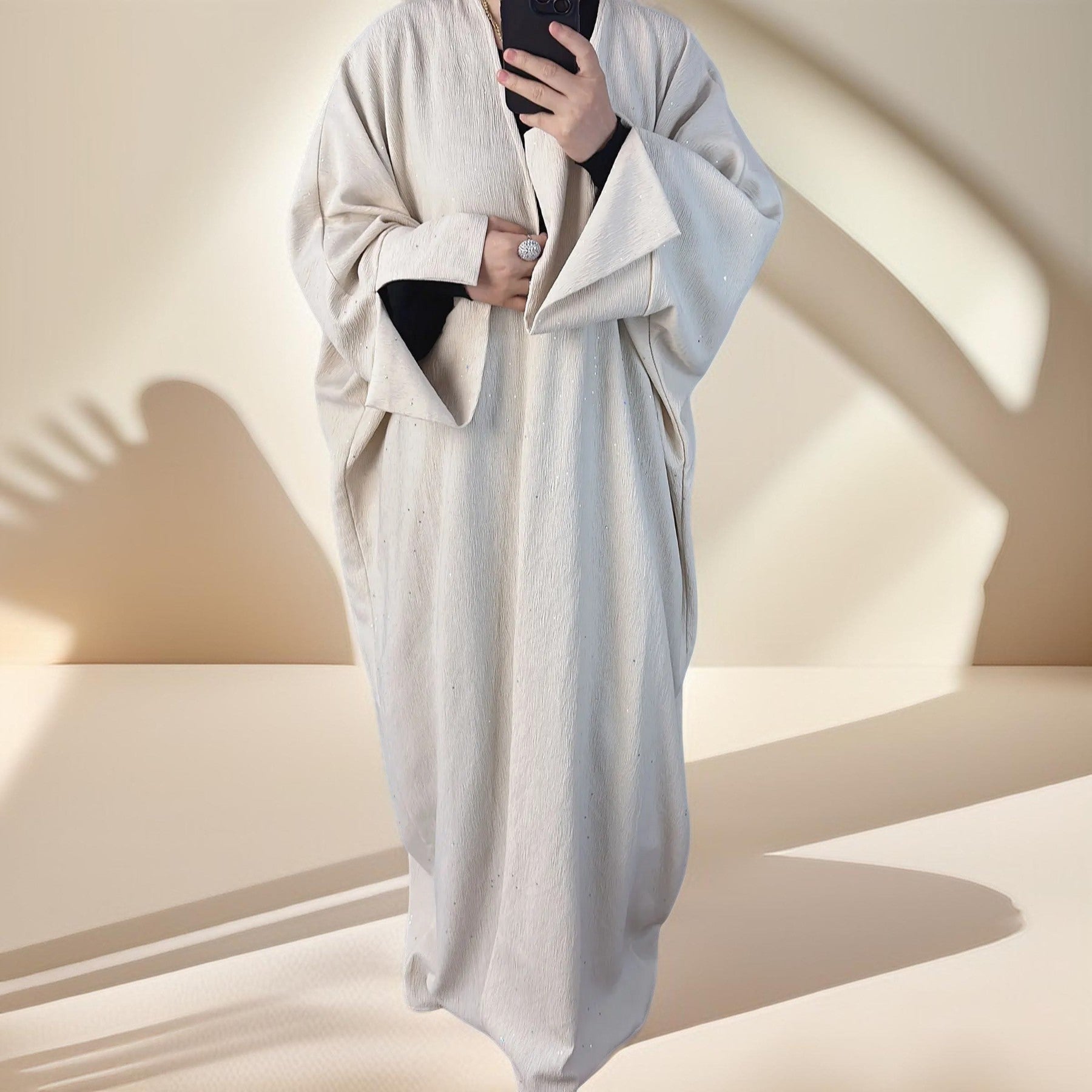 Sparkling Winter/Autumn Abaya Throwover Dress, view 4