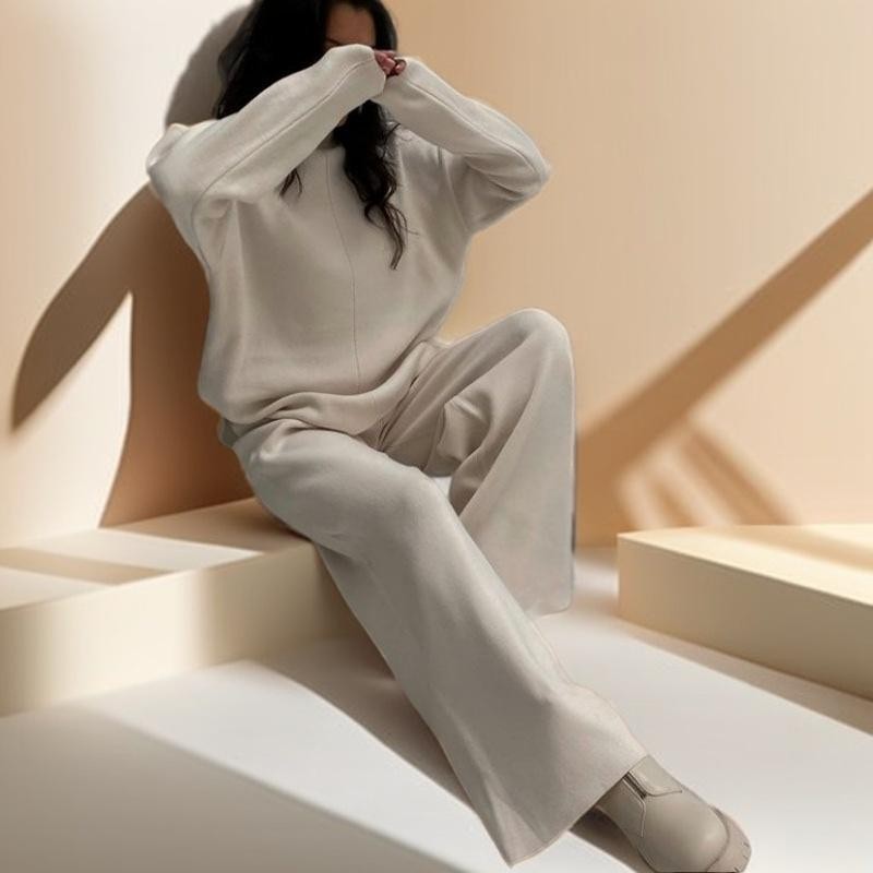 Long Sleeve Loose Casual Sweater Knitted Set, view 2