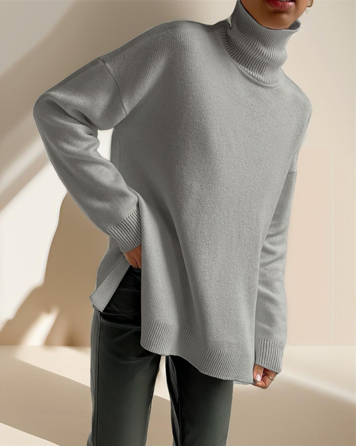 Women's Fashion Loose Turtleneck Sweater, view 6