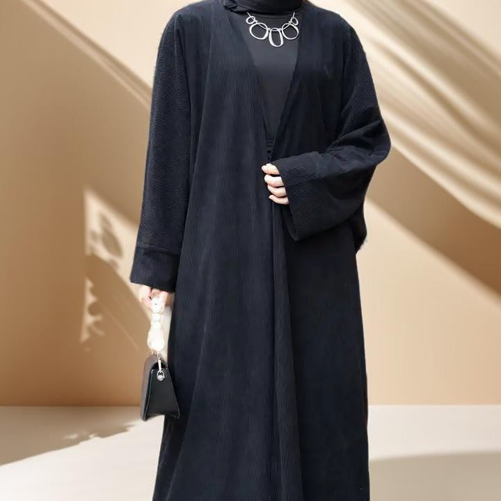 Open Front Corduroy Throw Over Abaya by Try Modest