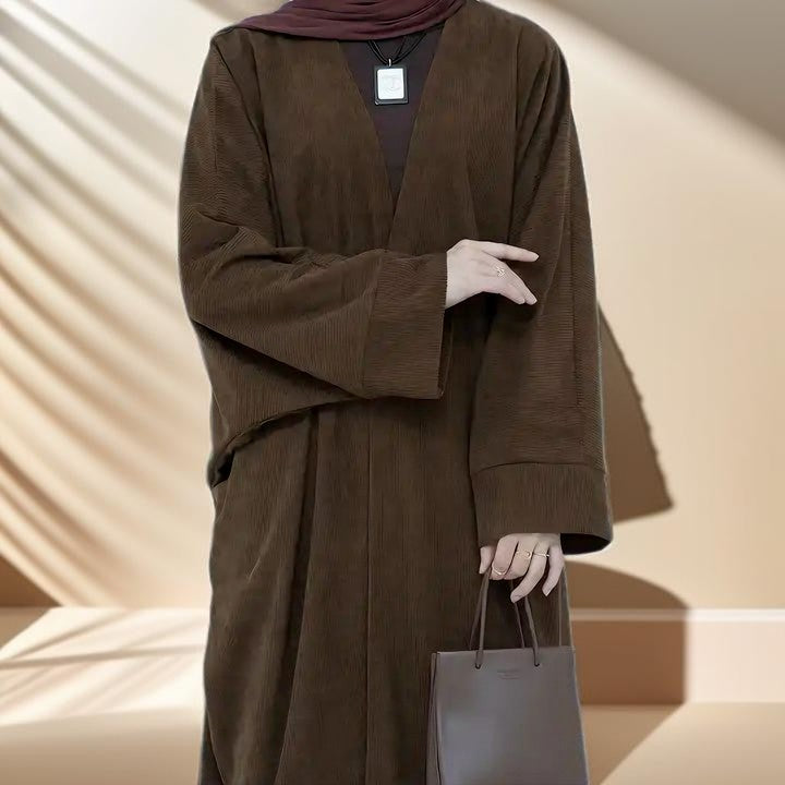 Open Front Corduroy Throw Over Abaya, view 8