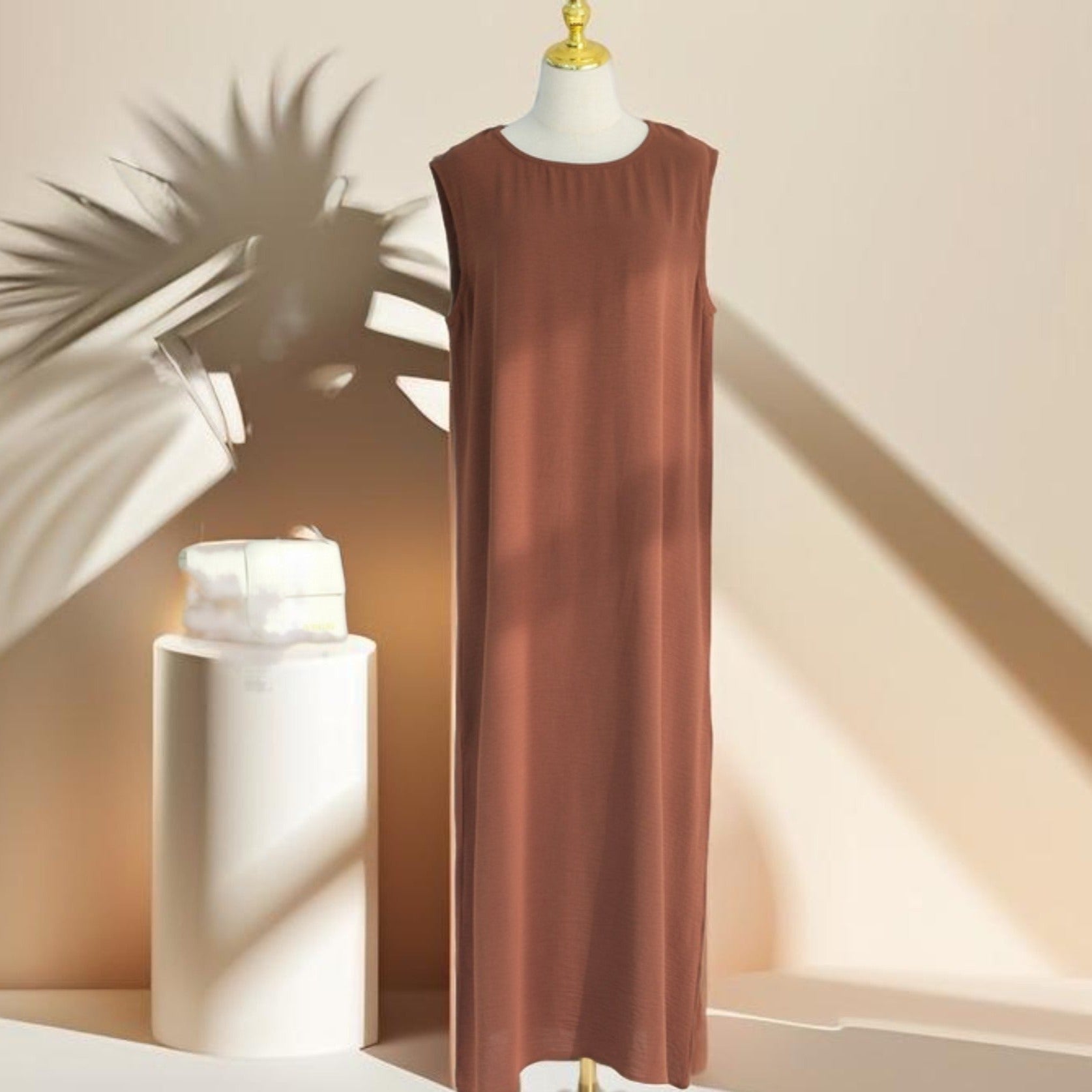 Classic Solid Color Abaya with Hijab Set (3pcs), view 7