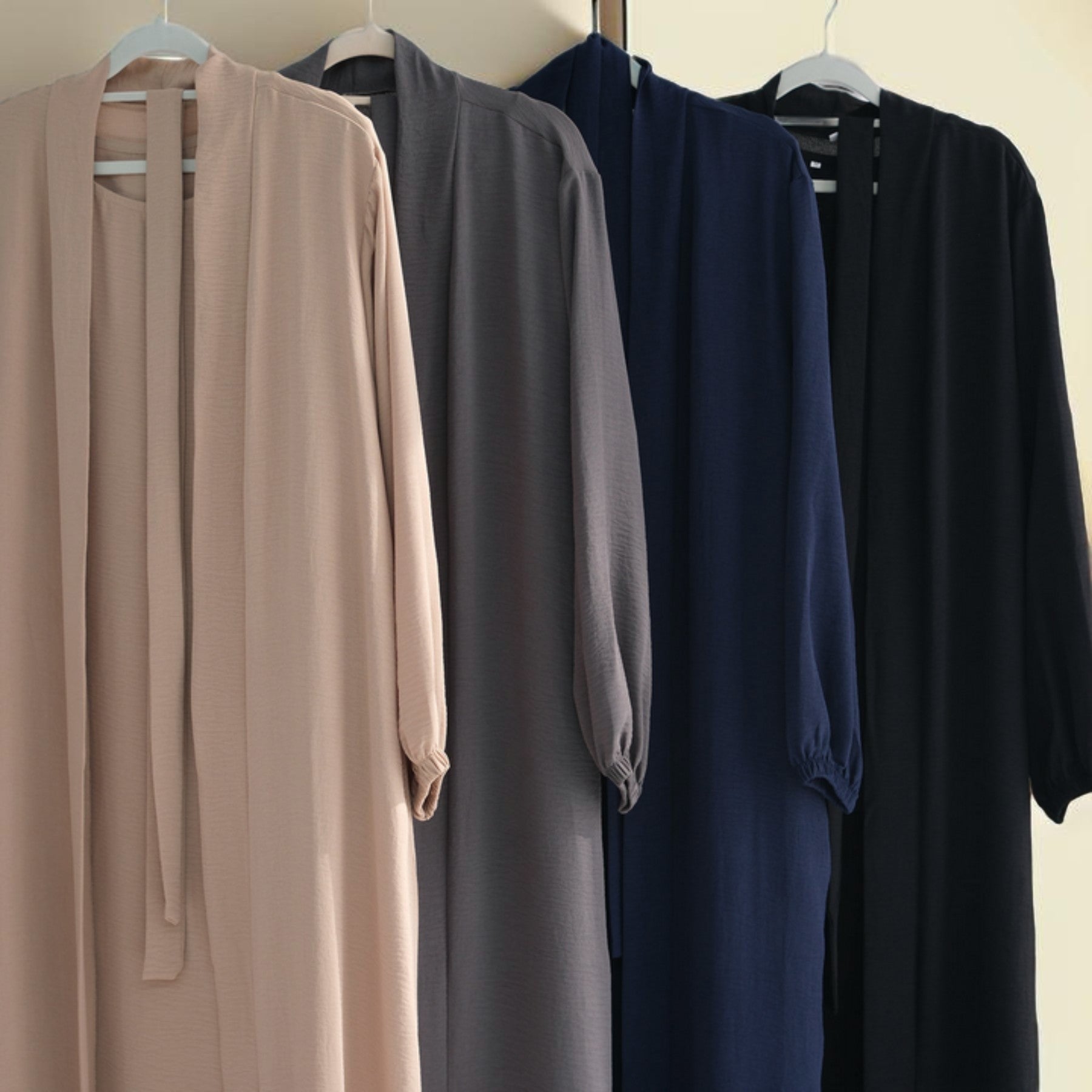 Classic Solid Color Abaya with Hijab Set (3pcs), view 8