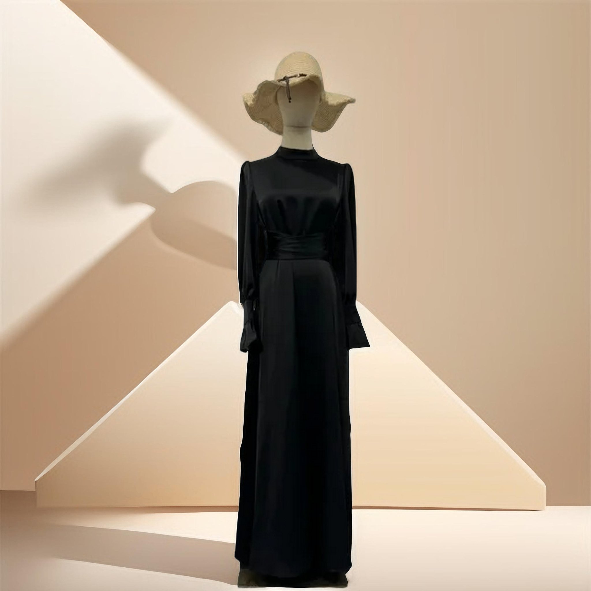 Emerald Embrace: Puff sleeves evening dress, view 4