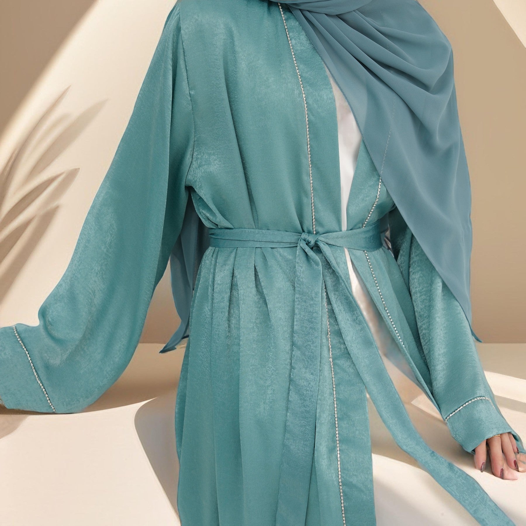Layali-Chainlight Open Front Throw Over Abaya, view 3