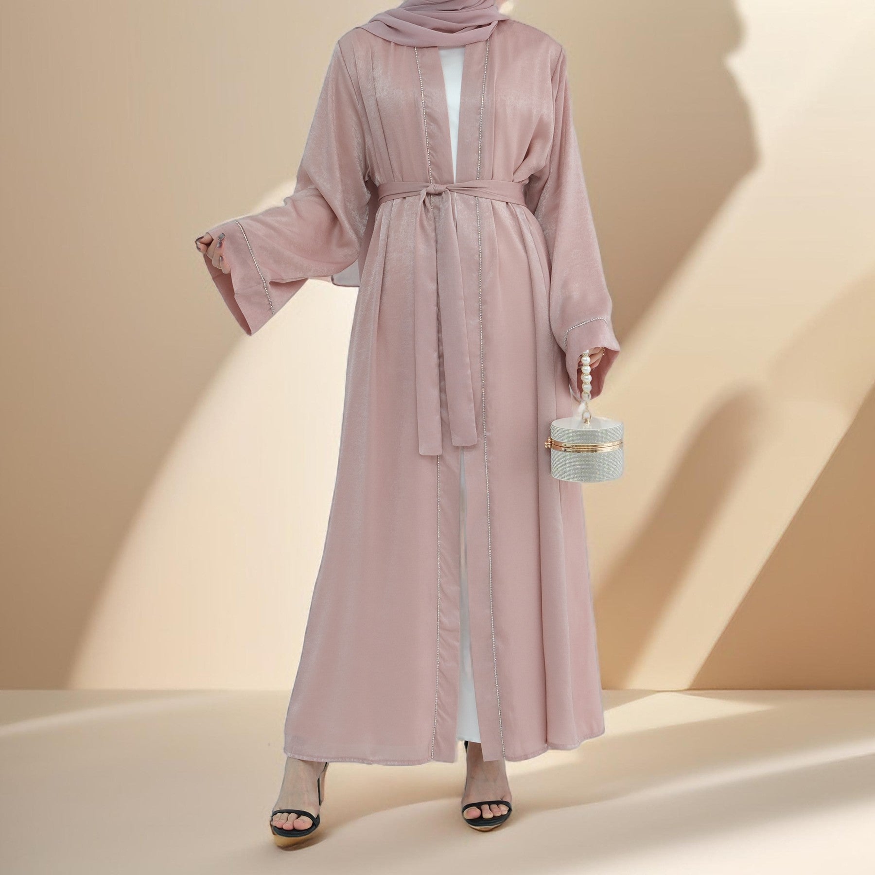 Layali-Chainlight Open Front Throw Over Abaya, view 5