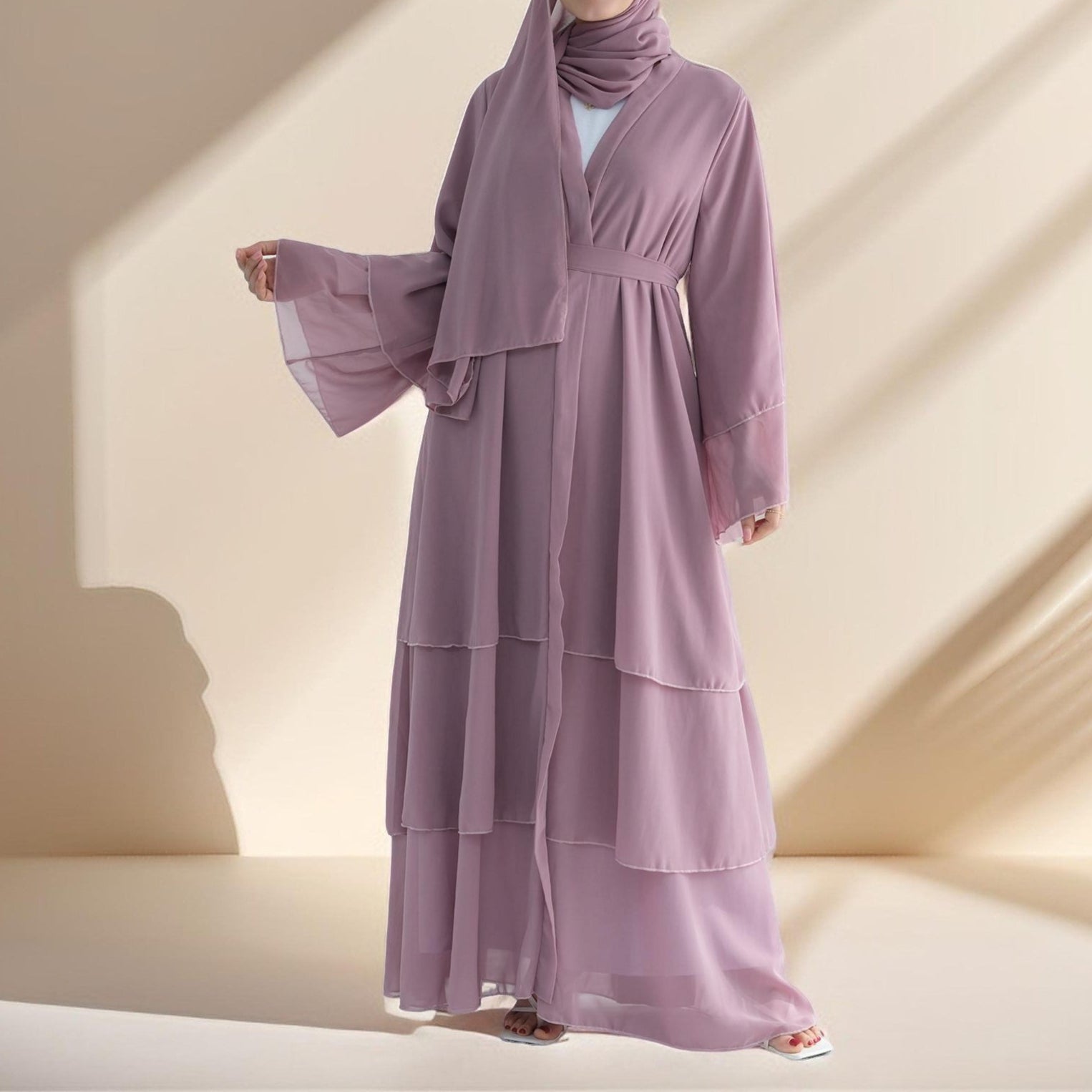 Zayna Three-Layer Chiffon Abaya by Try Modest