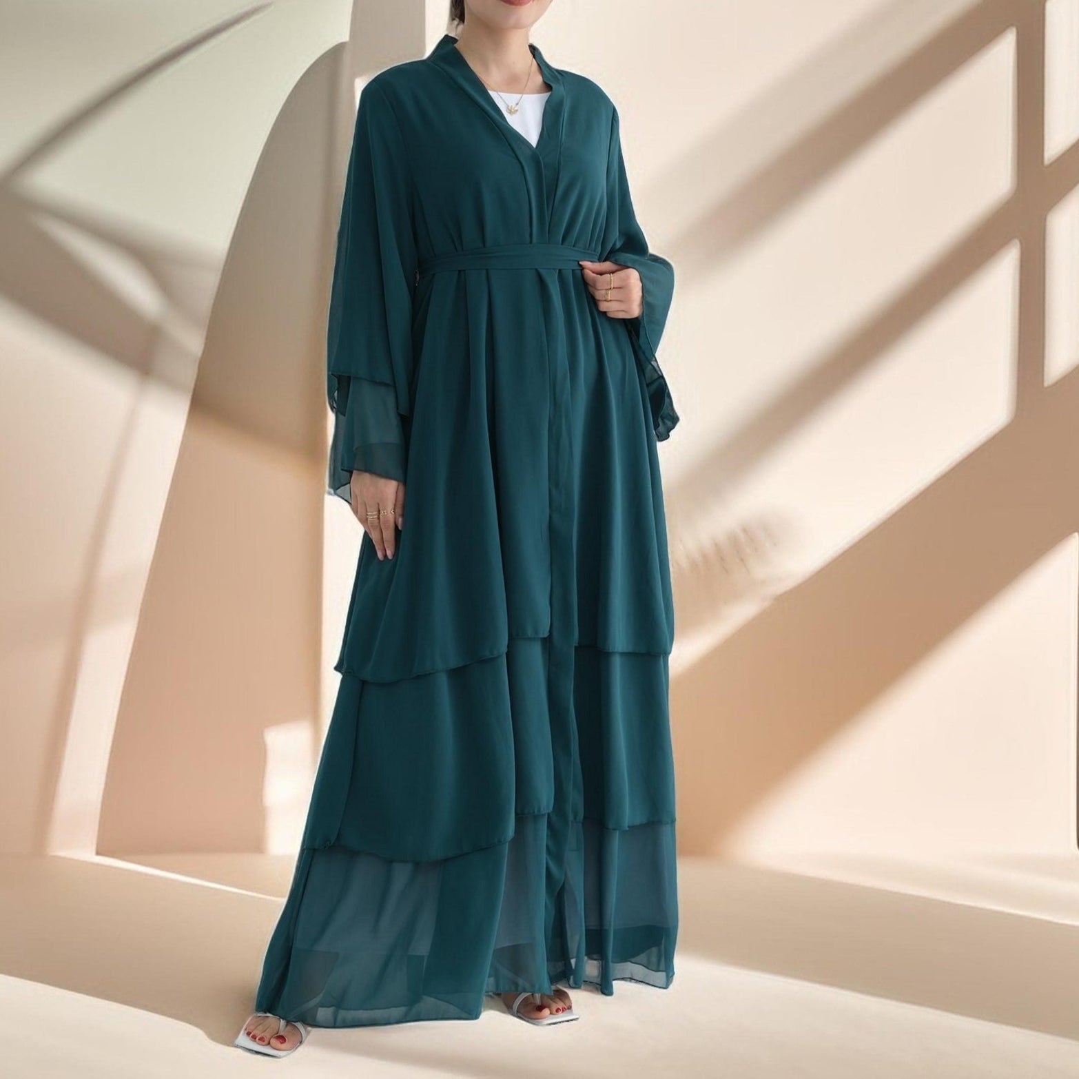Zayna Three-Layer Chiffon Abaya, view 2