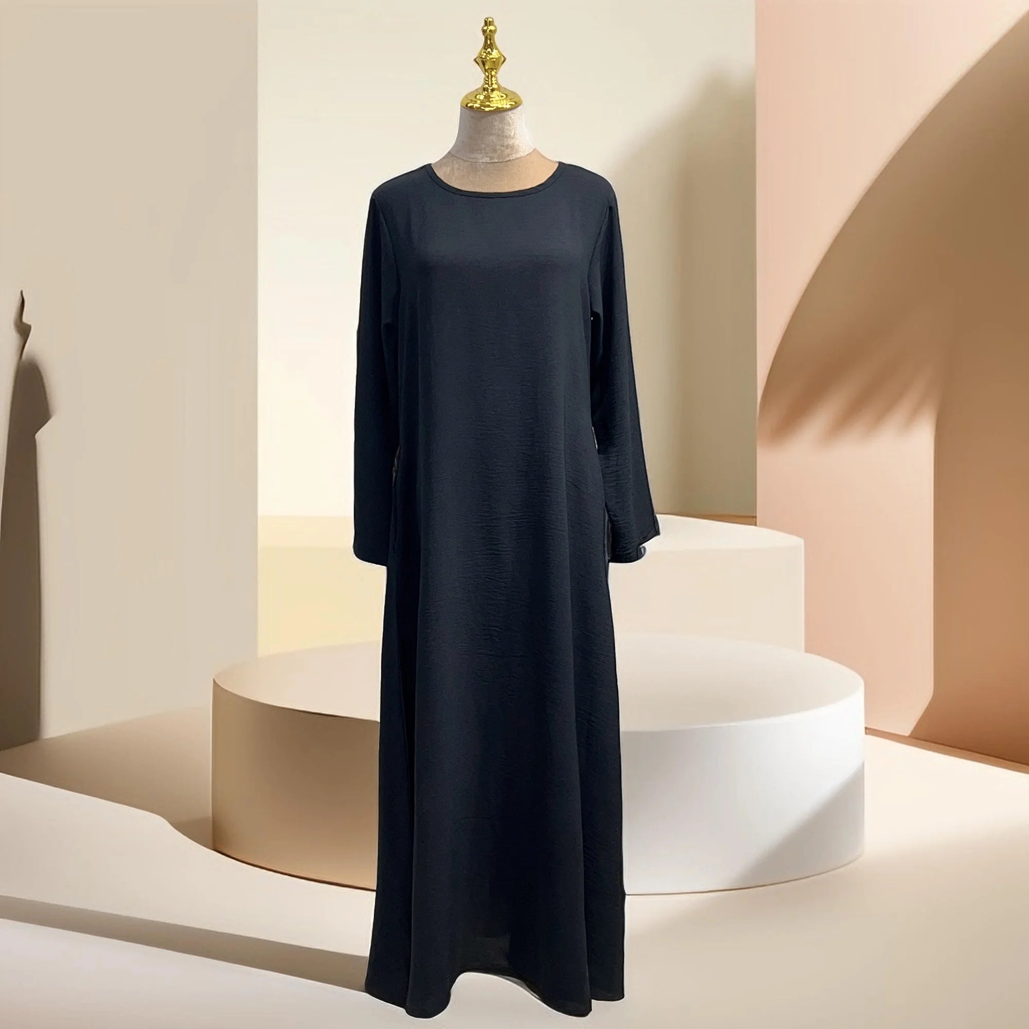 Dalia loose slip dress with pockets and long sleeve, view 3