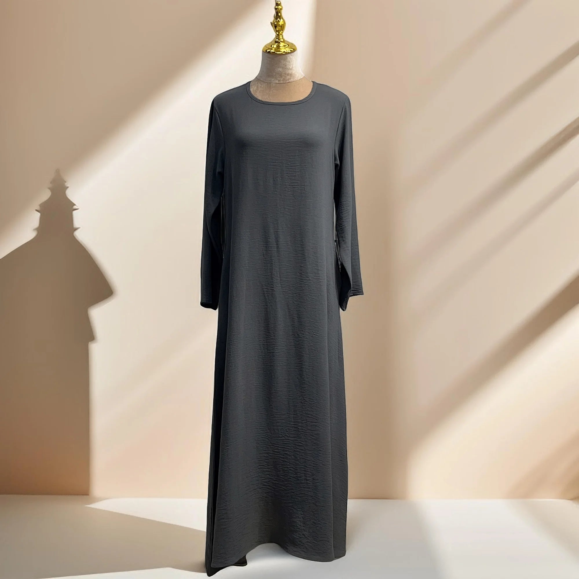 Dalia loose slip dress with pockets and long sleeve, view 4