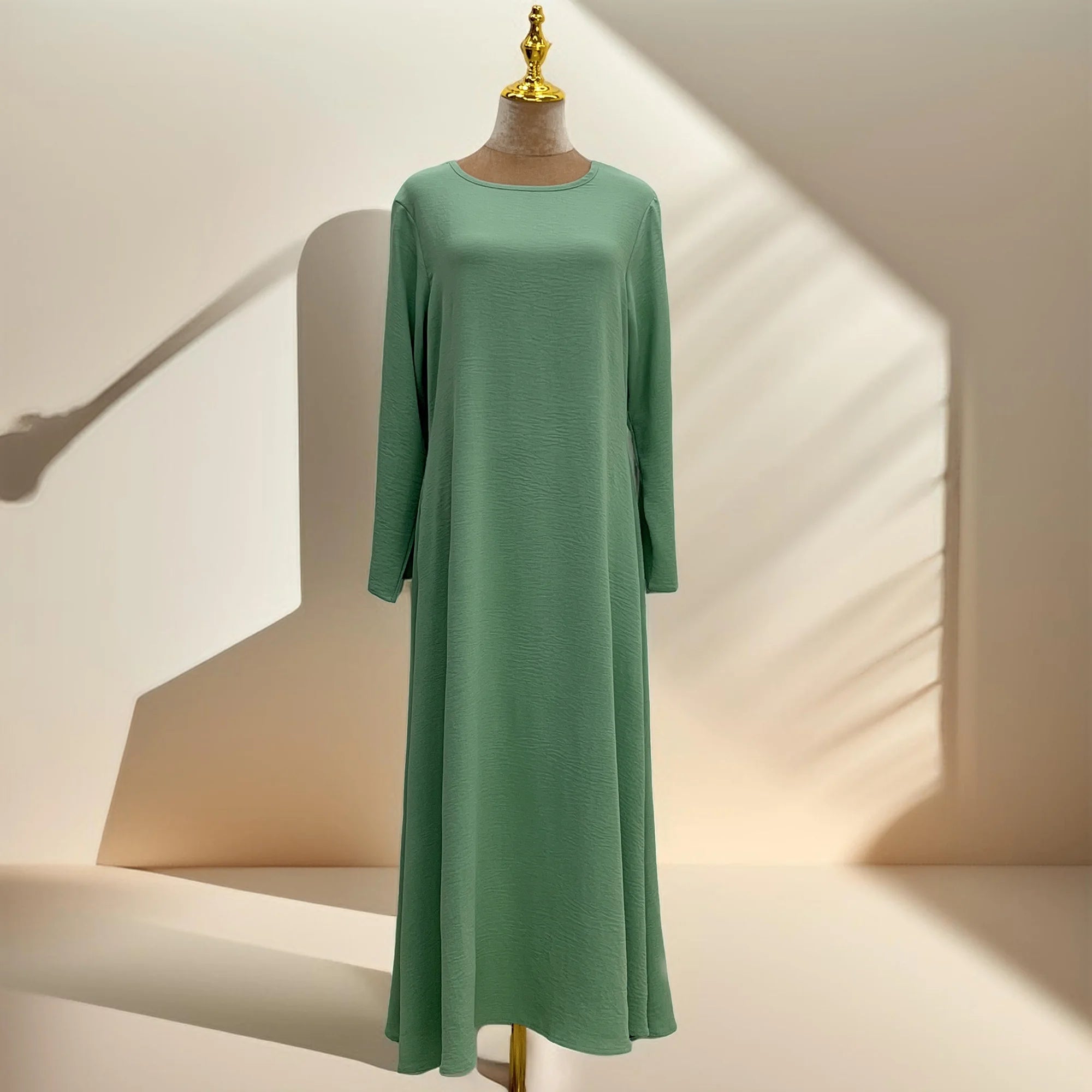 Dalia loose slip dress with pockets and long sleeve, view 8