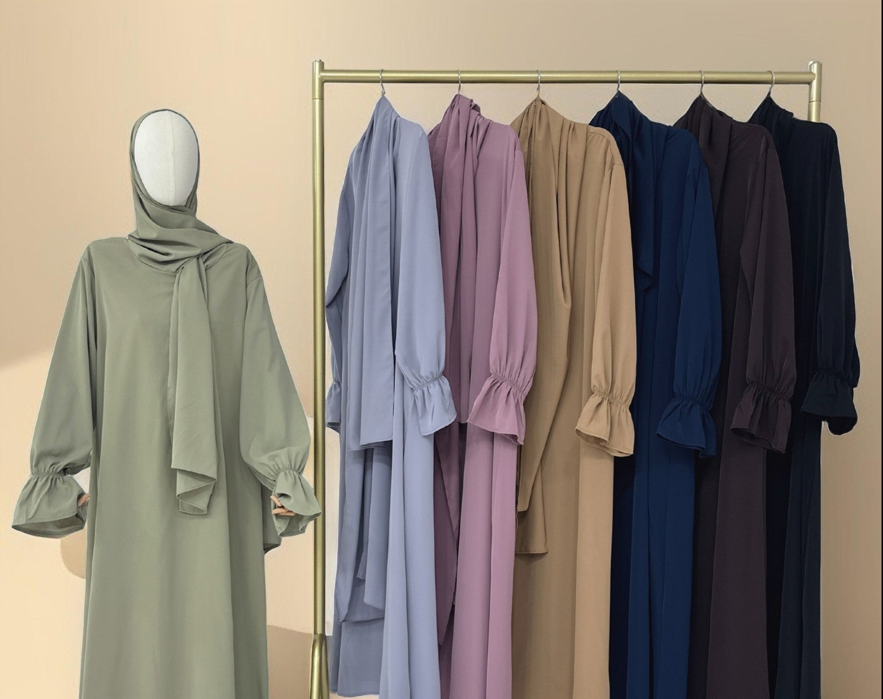 Modest Ease Daily wear abaya with attached hijab, view 2