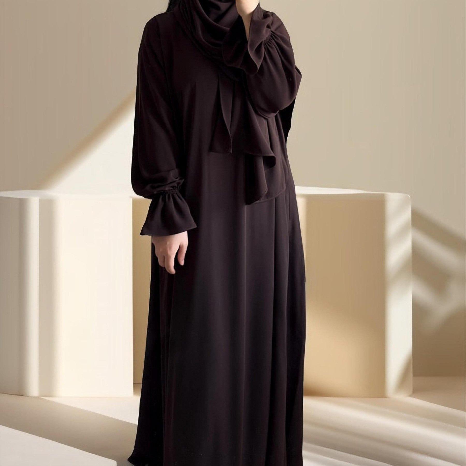 Modest Ease Daily wear abaya with attached hijab, view 3