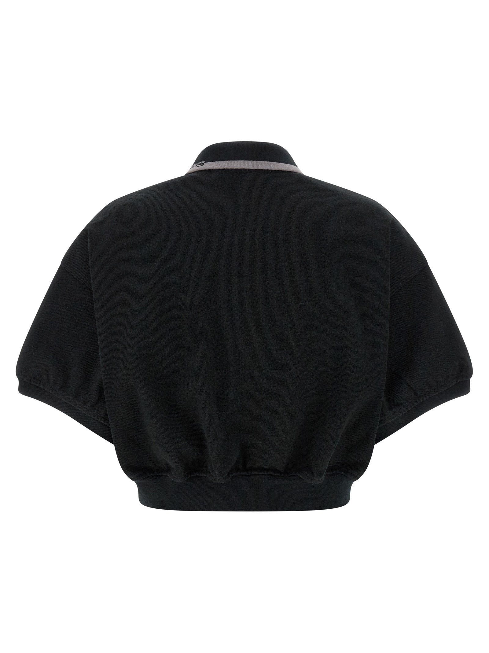T By Alexander Wang Compact Cotton Jersey Polo Shirt — Black, view 2