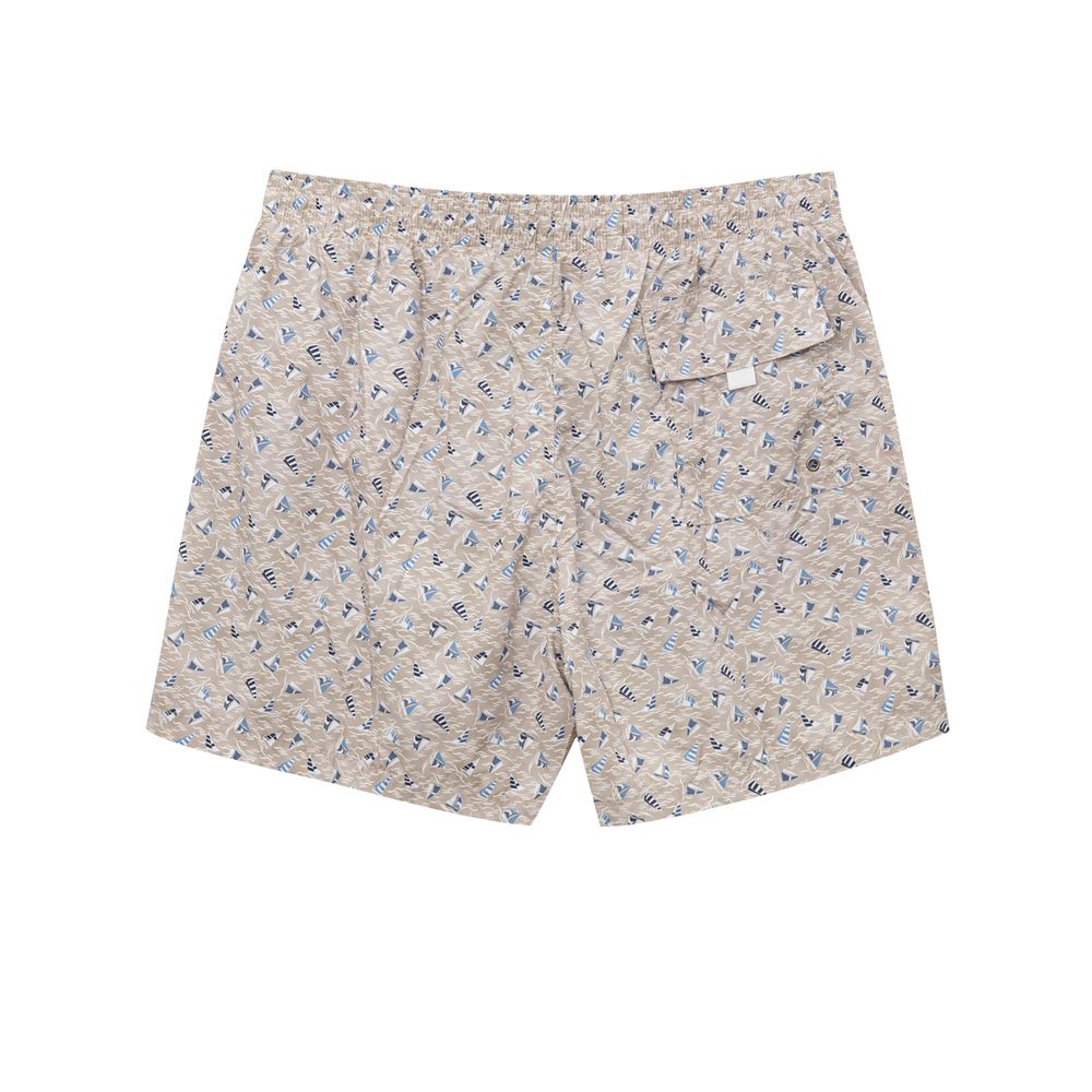 Canali Sails Print Swim Shorts — Beige, view 2
