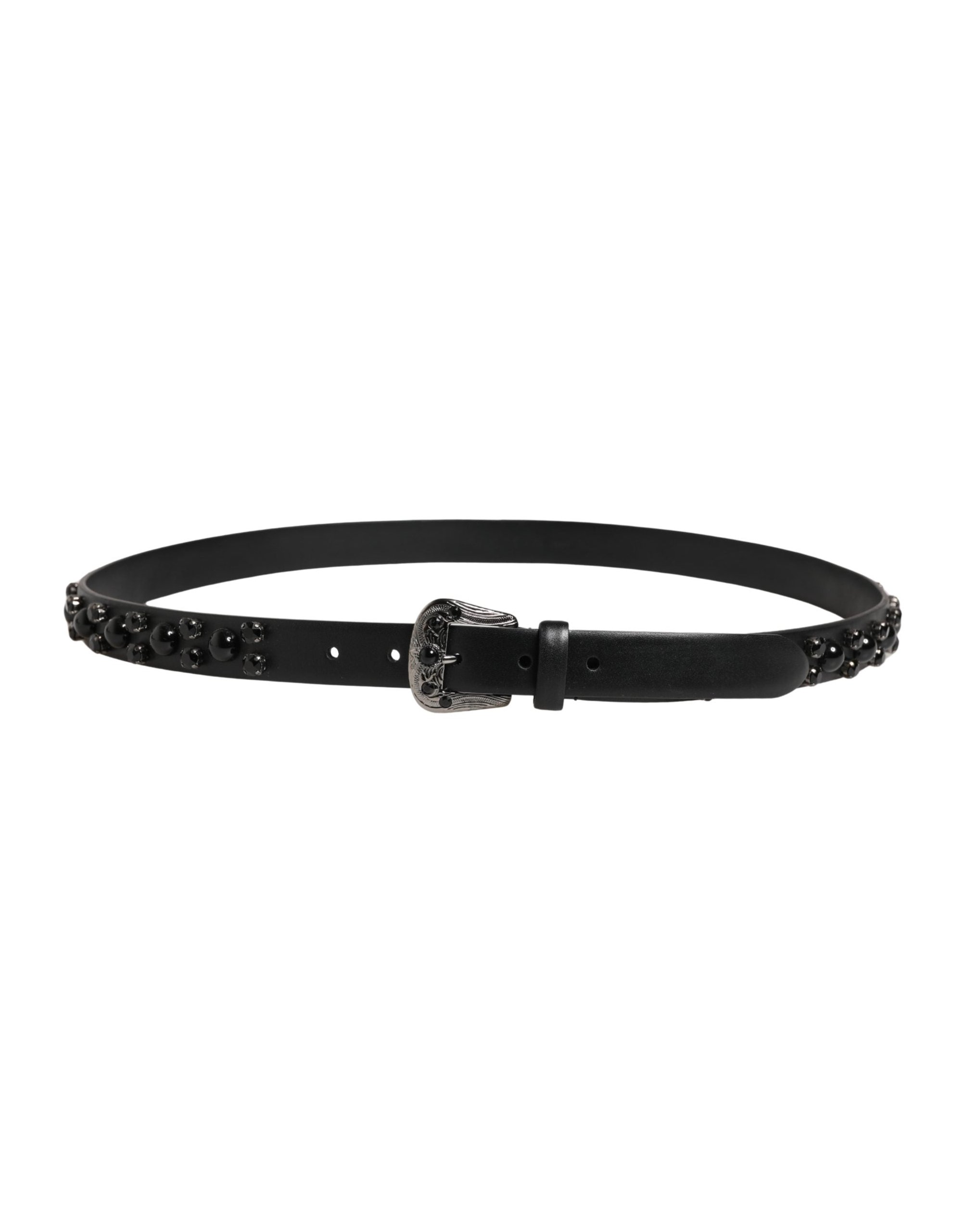 Dolce & Gabbana Studded Calf Leather Belt — Black, view 3