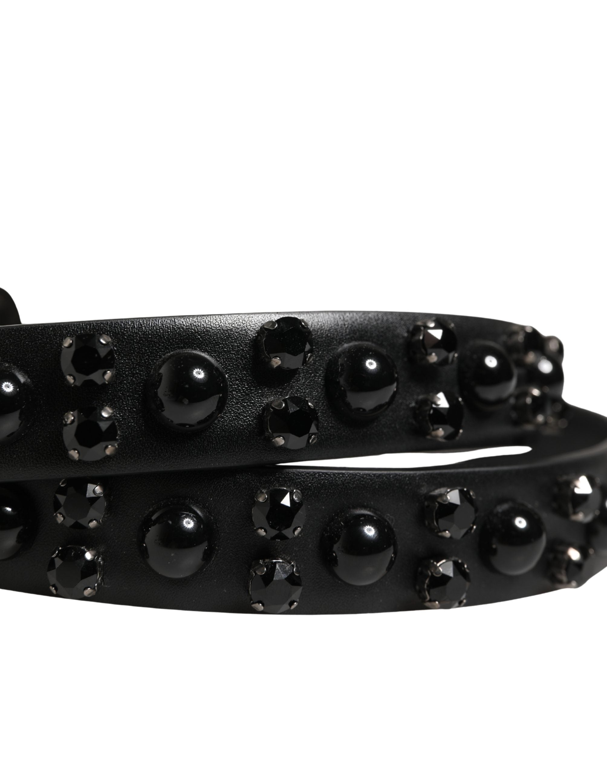 Dolce & Gabbana Studded Calf Leather Belt — Black, view 5