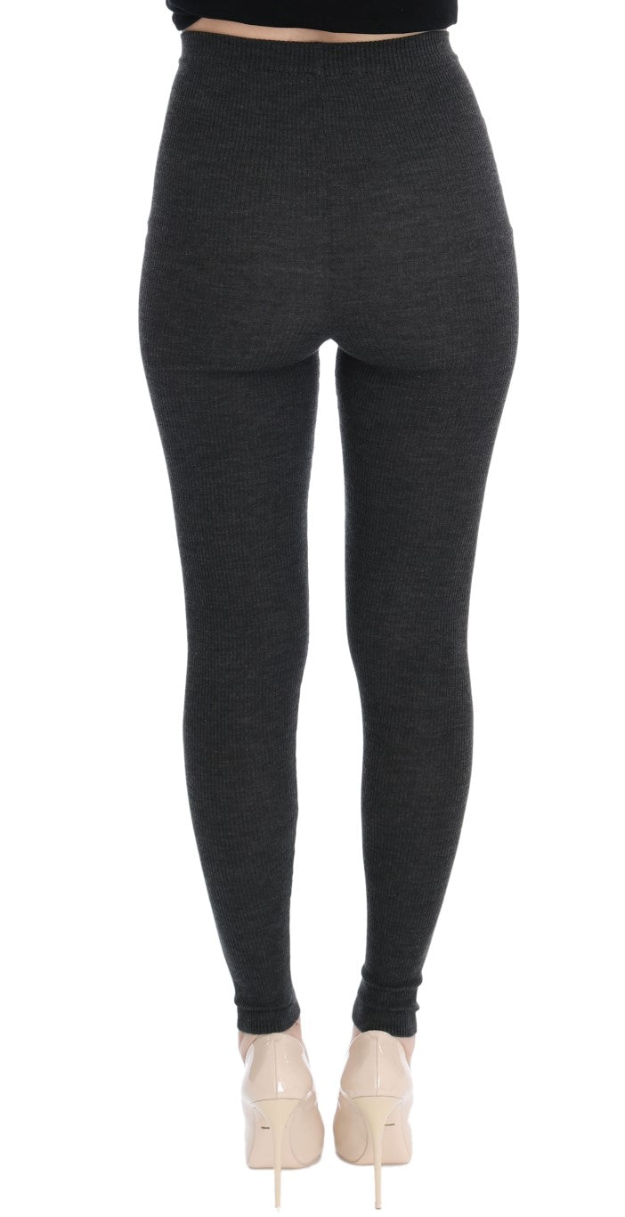 Dolce & Gabbana Wool Stretch Leggings — Gray, view 3