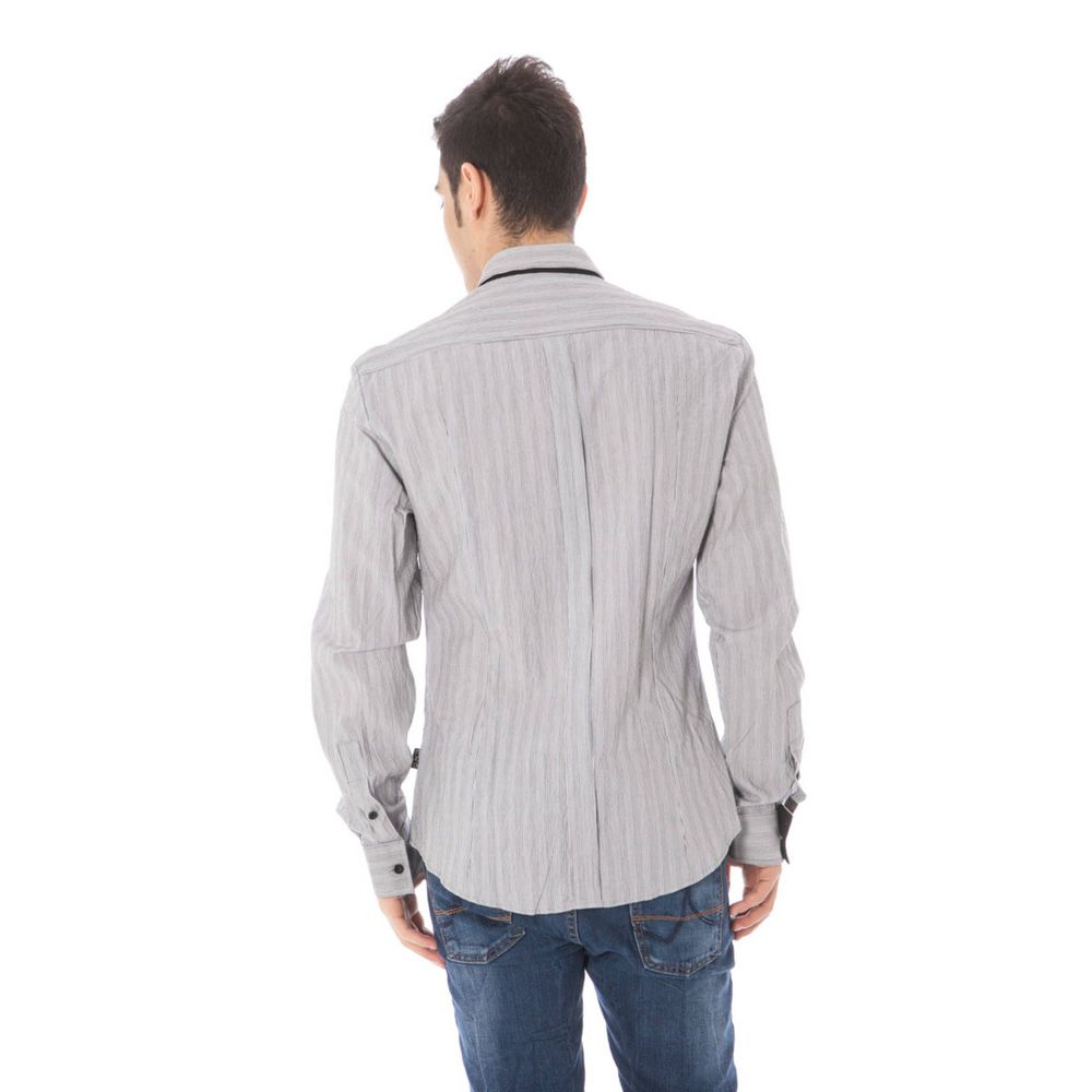 Costume National Pinstriped Cotton Shirt — White, view 3