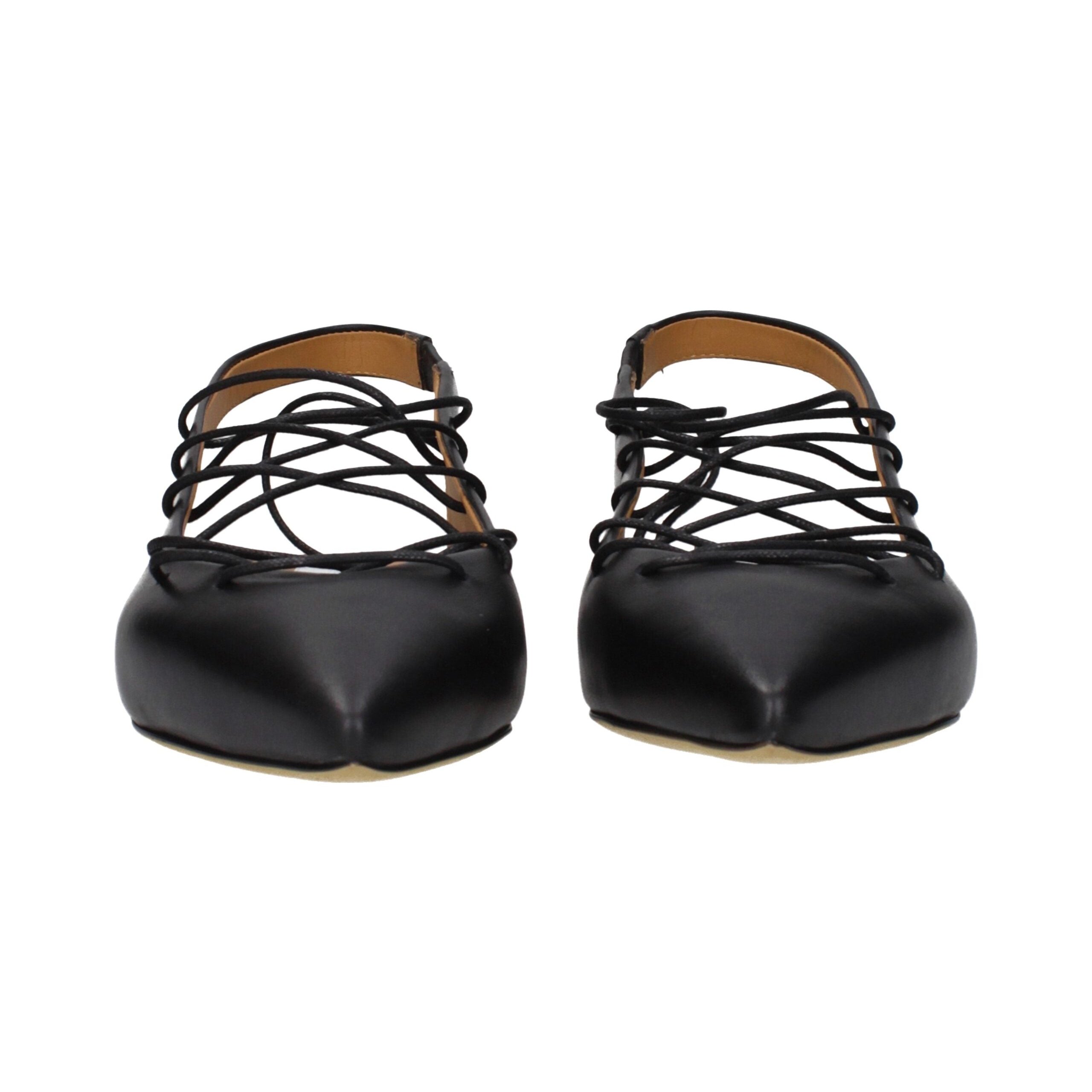 Moschino Lace-Up Leather Flat — Black, view 3