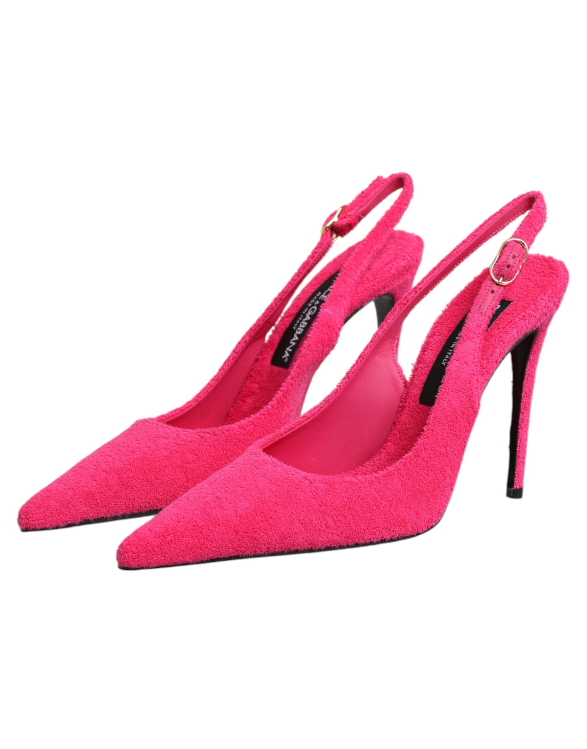Dolce & Gabbana Terry Cloth Pointed-Toe Slingback Heel — Pink, view 3