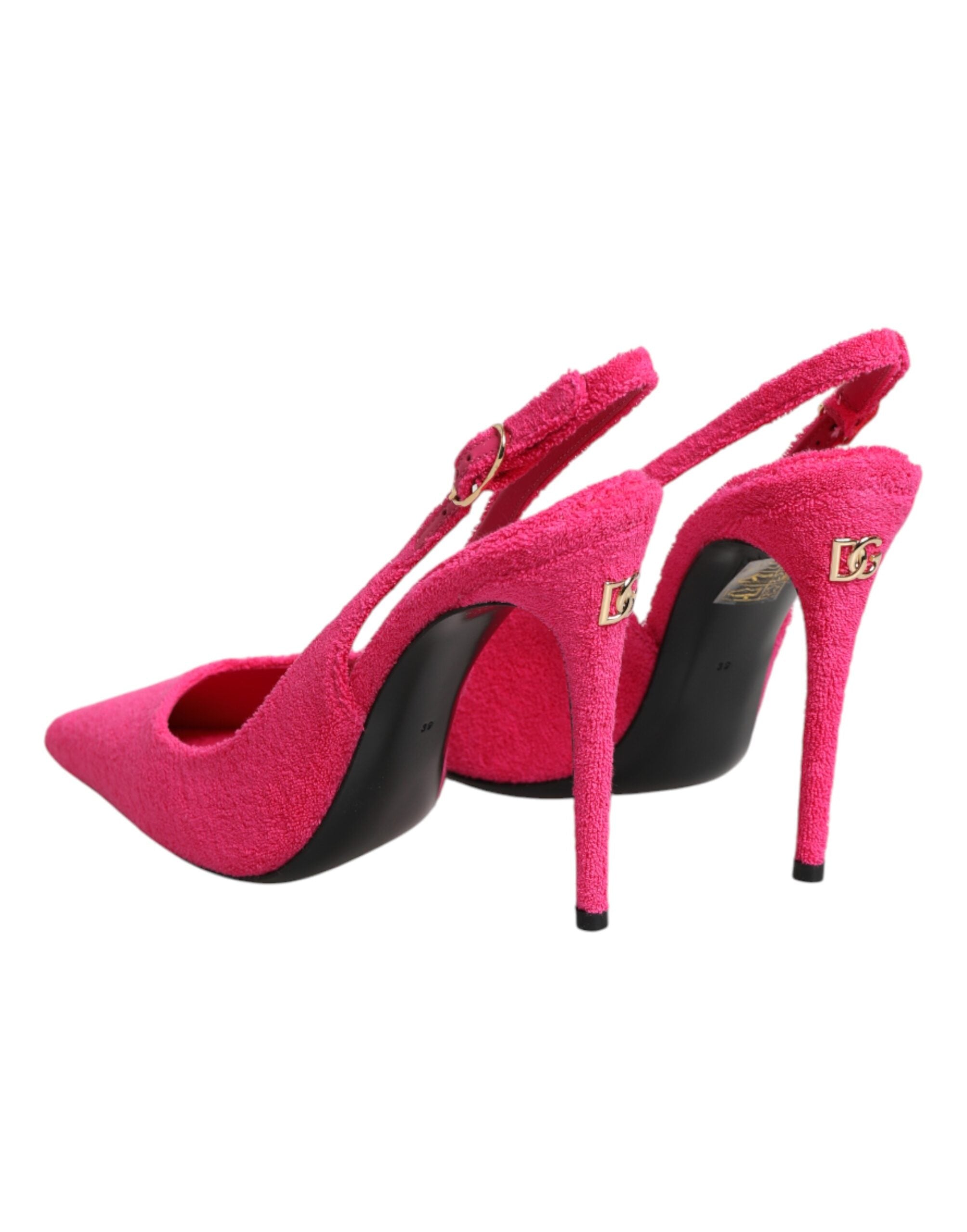 Dolce & Gabbana Terry Cloth Pointed-Toe Slingback Heel — Pink, view 4