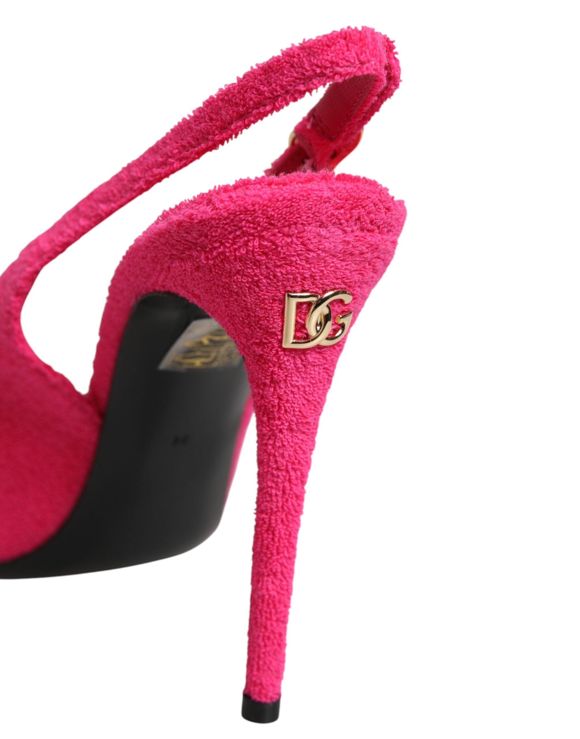 Dolce & Gabbana Terry Cloth Pointed-Toe Slingback Heel — Pink, view 5