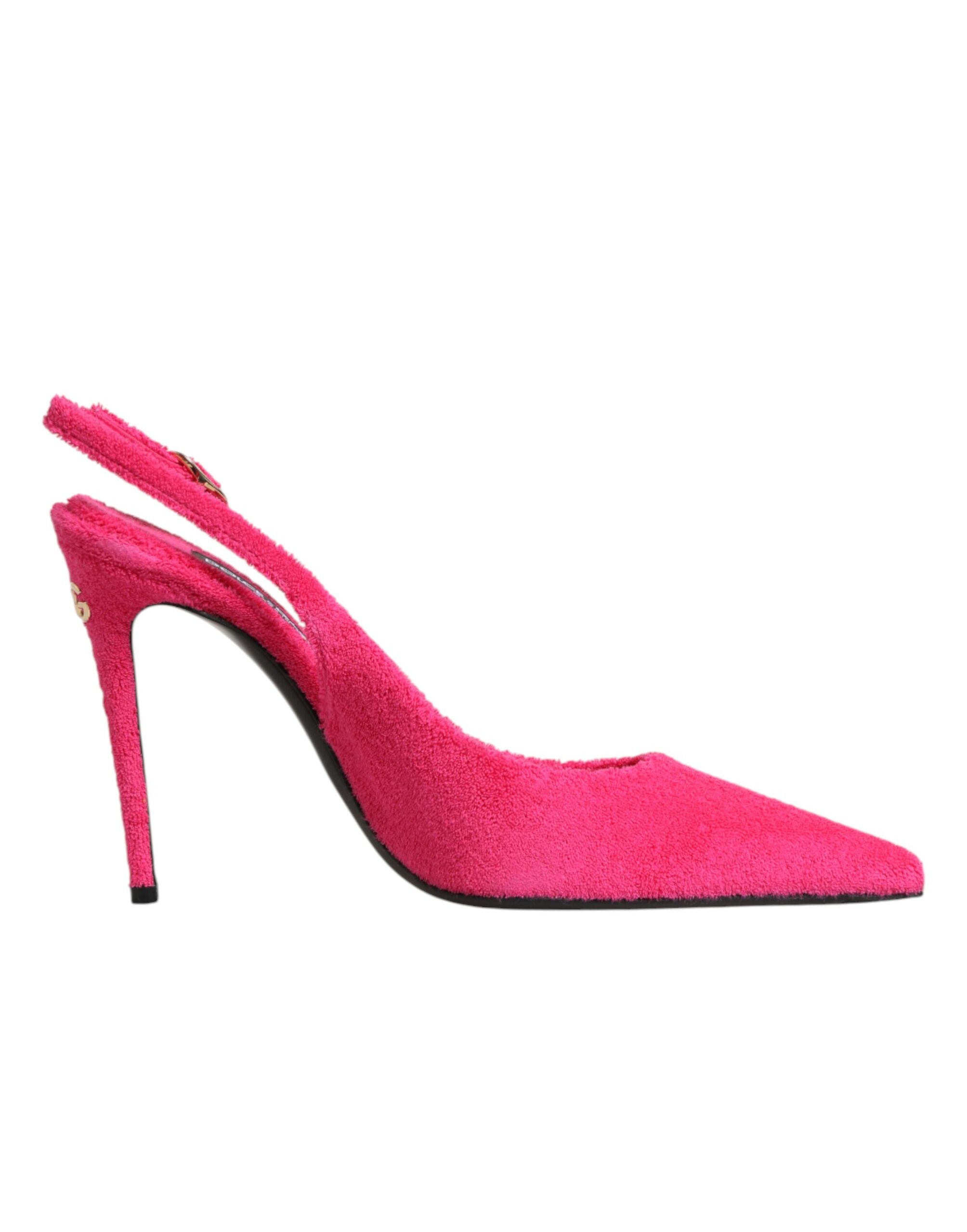 Dolce & Gabbana Terry Cloth Pointed-Toe Slingback Heel — Pink, view 8