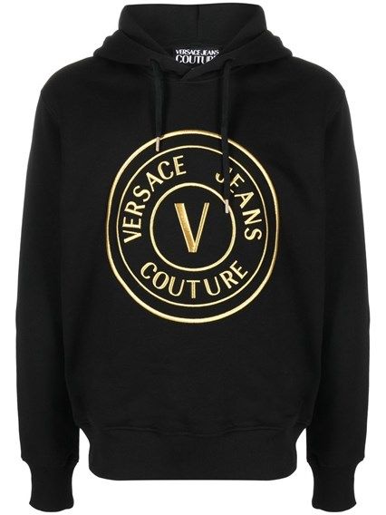Versace Jeans Logo-Print Cotton Hoodie — Black by Versace Jeans