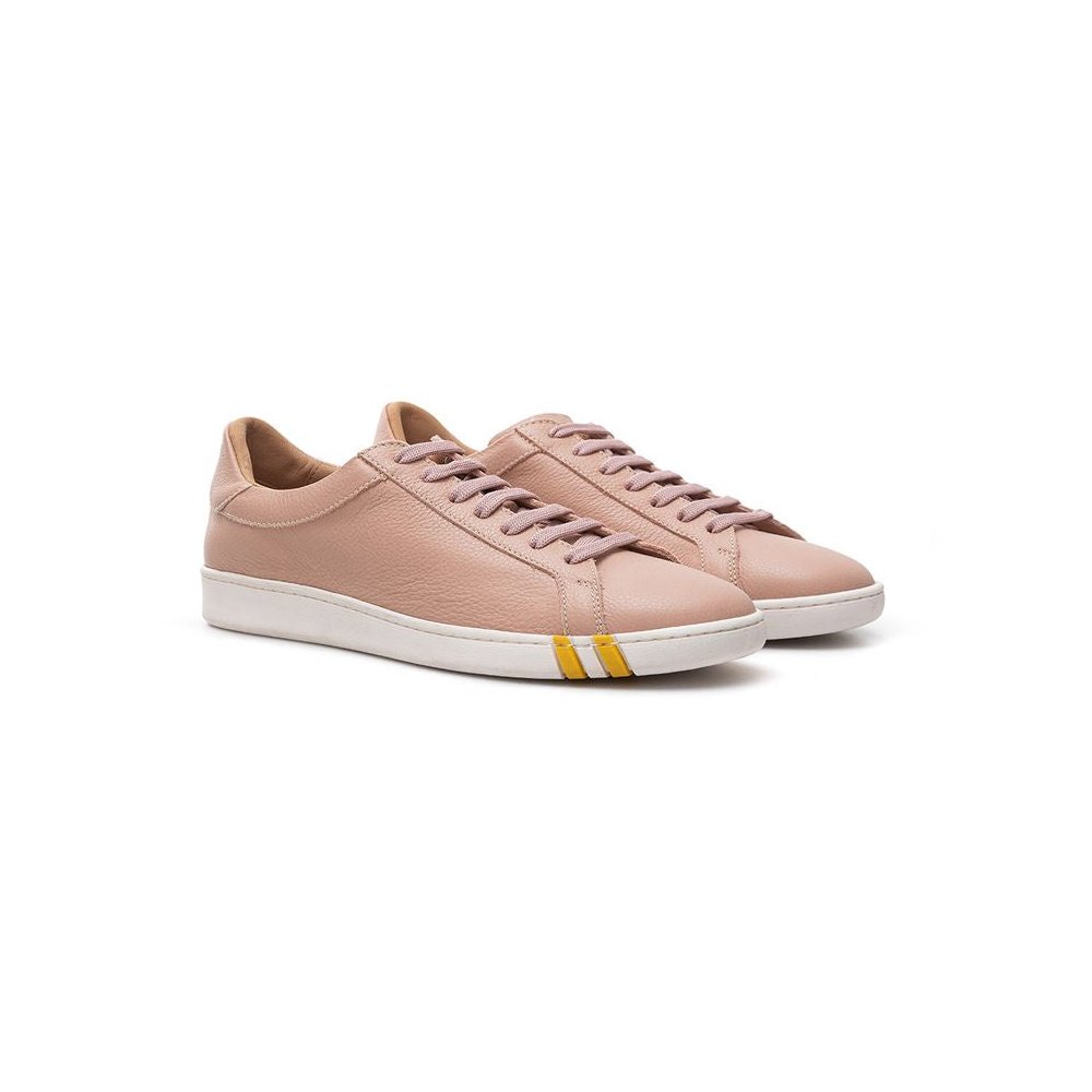 Bally Grained Leather Low-Top Sneaker — Pink, view 3