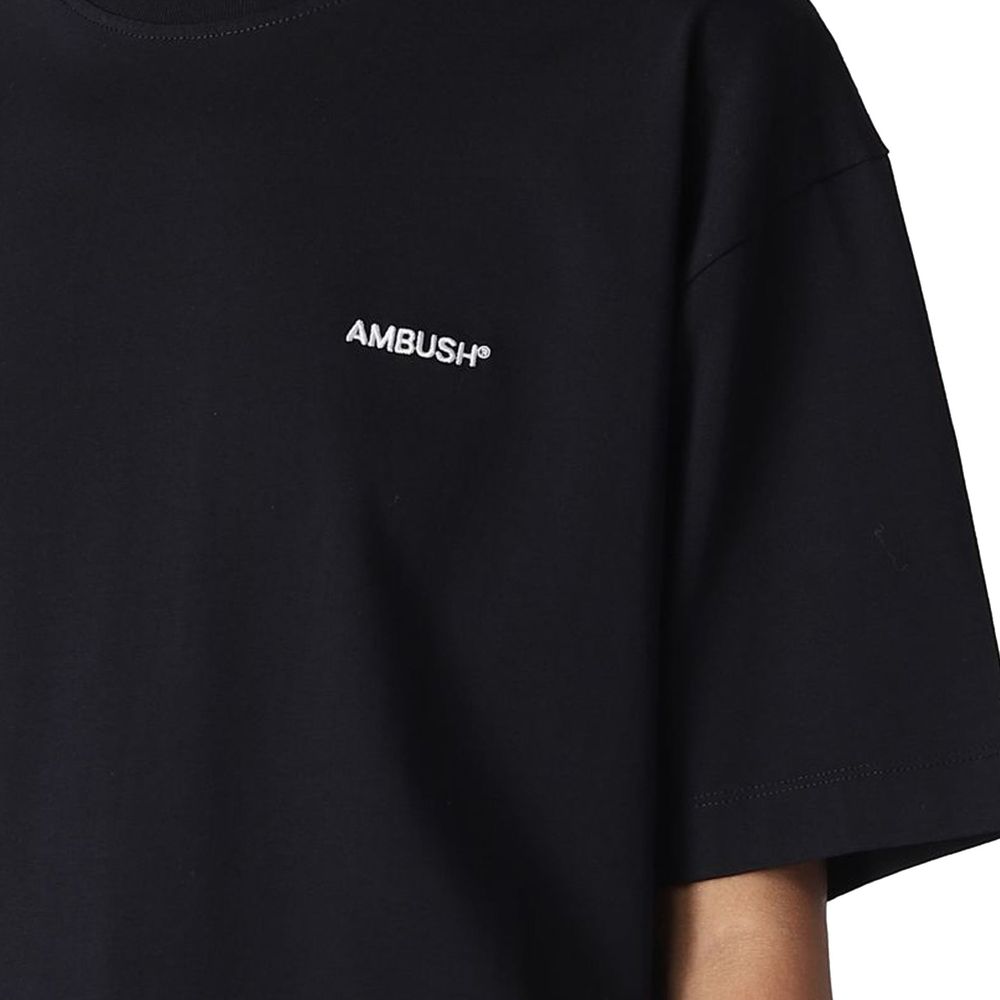 Ambush Logo-Embroidered Cotton T-Shirt — Black, view 3