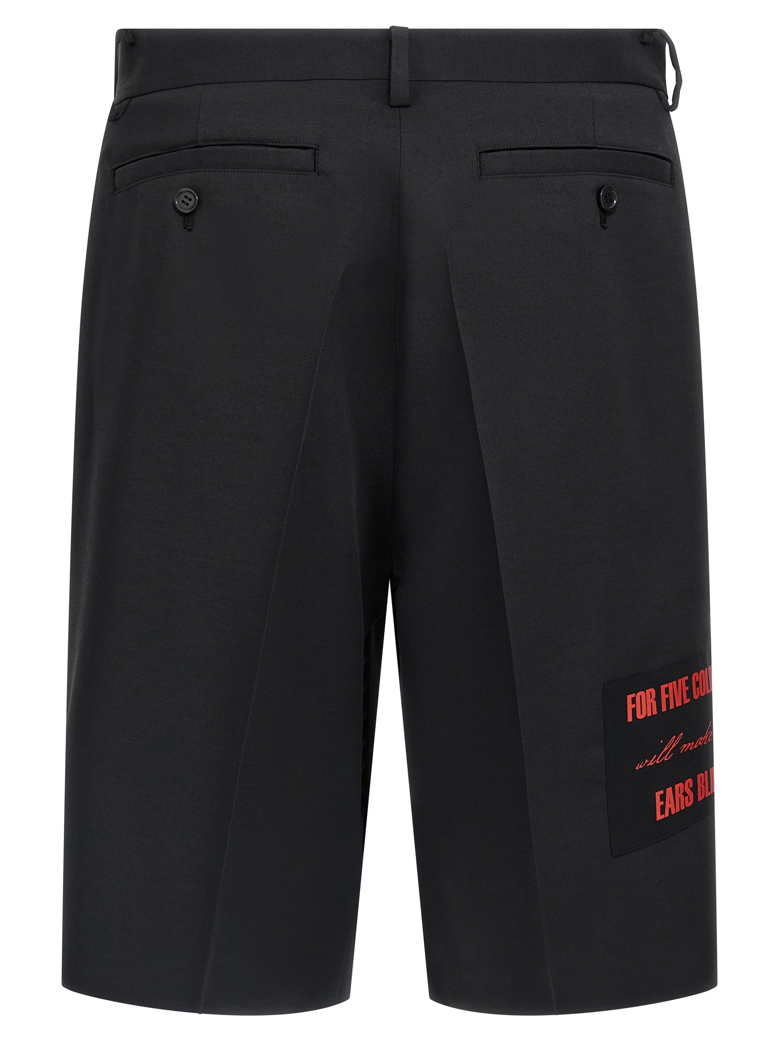 Undercover Graphic-Patch Wool Blend Bermuda Shorts — Black, view 2